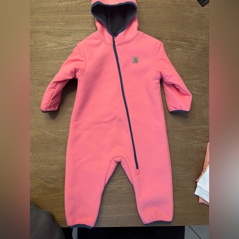 CARHARTT Kids BABY Girls Super DUX SNOWSUIT 18M PINK Sherpa CANVAS Toddler